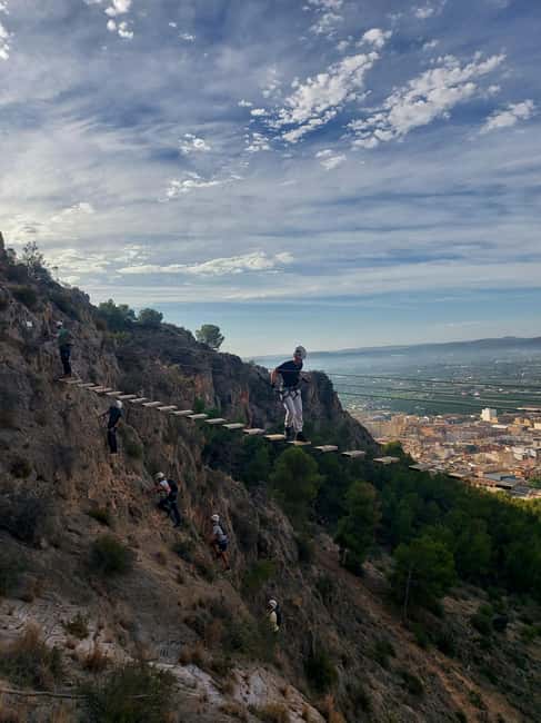 Alicante: Redovan Via Ferrata, family Climb - When you add K4: overhanging clamps, viewpoint at 60 m, hinge pass at 90 m