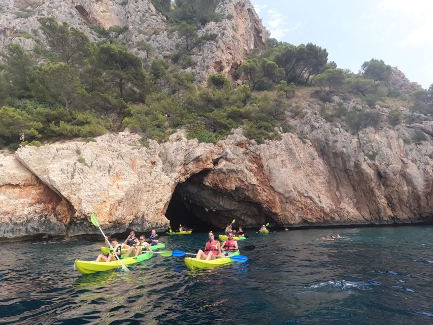 Granadella: Caló, Cova Llop Marí, and Ambolo Kayak Trip - The 3-hour route: how the paddle and swims fit together
