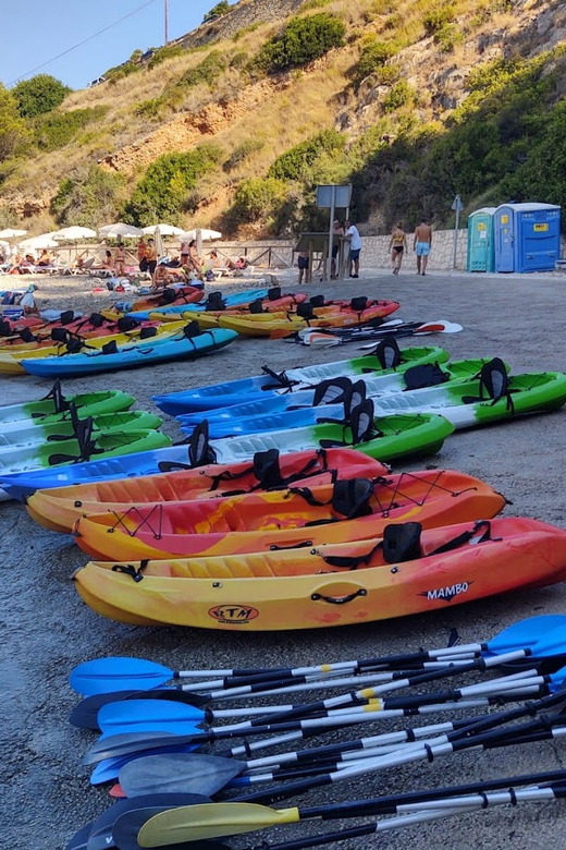 kayak route in granadella javea cave llop marí,cala en caló - Paddling to Cueva del Llop Marí, the cave moment that changes the day